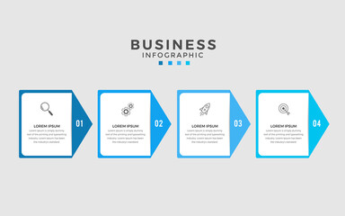 Business Infographic Thin line design with numbers 4 options or step
