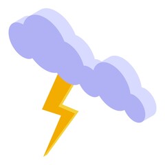 Thundercloud icon. Isometric of thundercloud vector icon for web design isolated on white background