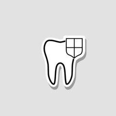 Tooth with shield icon isolated on white and black background