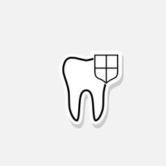 Tooth with shield icon isolated on white and black background