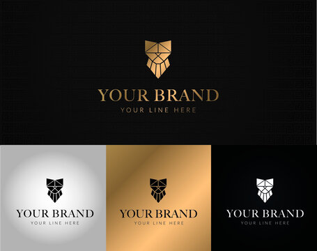 Elegant gold cat brand identity logotype