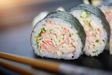 colorful and tasty sushi rolls