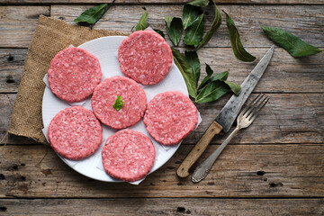 Raw hamburger