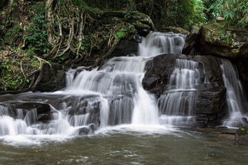 Fototapeta na wymiar Small Waterfall in the Mae Puai River in Doi Inthanon, Thailand