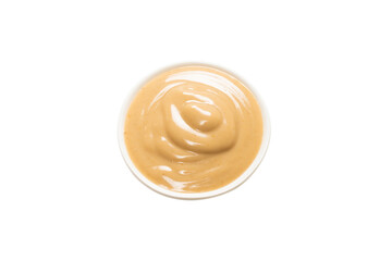 Mushroom sauce in a bowl isolated on white background.