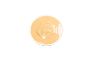 Mushroom sauce in a bowl isolated on white background.