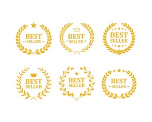 Best seller icon design with laurel. Vector design.