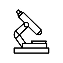 Microscope flat icon. Pictogram for web. Line stroke. Isolated on white background. Vector eps10