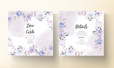 Naklejka na ściany i meble Beautiful wedding invitation card with purple flowers