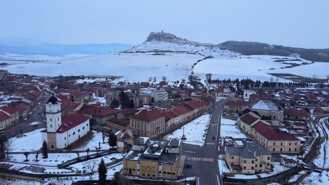 Aerial view of the town of Spisske Podhradie in Slovakia