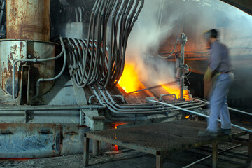 work process in metallurgical at manufacture of steel plant