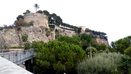 Fototapeta na wymiar street in the city. view of the castle of the mountain