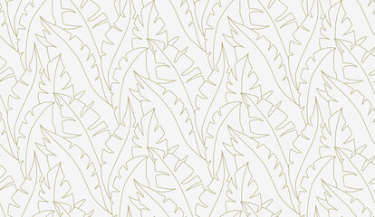 Palm leaves seamless pattern vector. Lina art illustration. Shirting textile pattern of vector banana leaves. Retro background prints abstract. EPS 10.