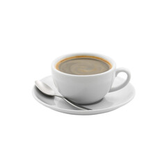 Hot caffe americano , black coffee in a white cup isolated on white background with clipping path.