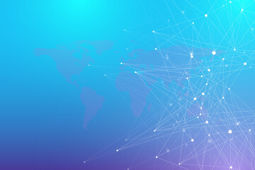Geometric graphic background molecule and communication. Big data complex with compounds. Lines plexus, minimal array. Digital data visualization. Scientific cybernetic illustration.