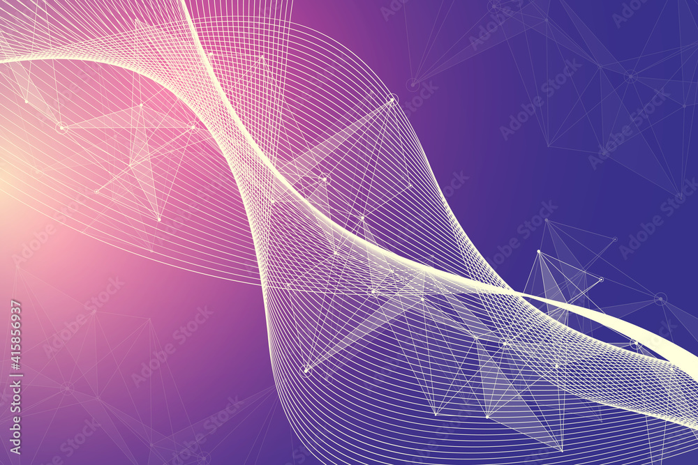 Aufkleber futuristic artificial intelligence and machine learning concept. human big data visualization. wave 