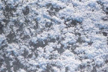.Texture of various shapes and formations of snow on the ice.