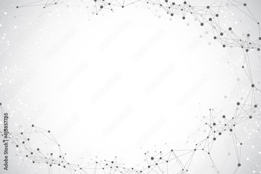 Leinwandbilder Geometric graphic background molecule and communication. Big data complex with compounds. Lines plexus, minimal array. Digital data visualization. Scientific cybernetic illustration.