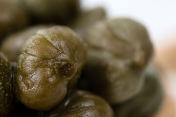 Capers ingredient, extreme close-up
