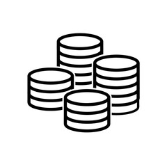 Stack of coins flat icon. Pictogram for web. Line stroke. Isolated on white background. Vector eps10