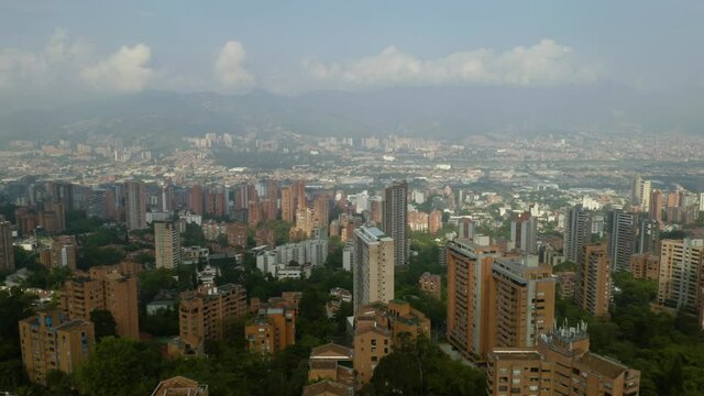 El Poblado Neighborhood in Medellin, Colombia. Drone View
