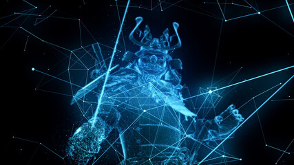 3d rendered illustration of Cyber Digital Samurai Warrior Sword Katana. High quality 3d illustration