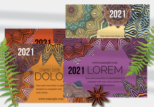 Flyer Layout with Mandala and Tribal Lace Flower Elements