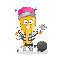 pencil criminal vector. cartoon character