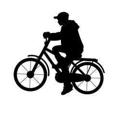 Silhouette boy riding bike sport