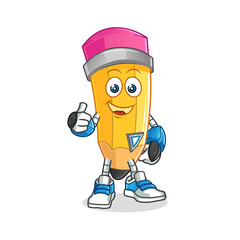 pencil robot character. cartoon mascot vector