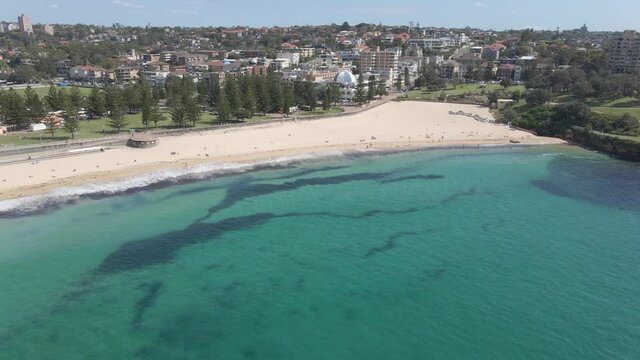 Aerial View Of Coogee Beach And Goldstein Reserve Park In Summer - Popular Beach In NSW, Australia.