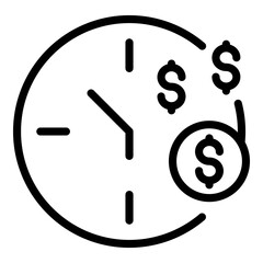 Money clock icon. Outline money clock vector icon for web design isolated on white background