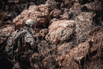 Soldiers of special forces on wars at the desert,Thailand people,Army soldier