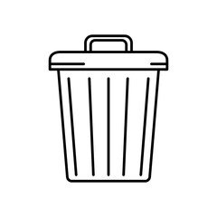 Trash bin flat icon. Pictogram for web. Line stroke. Isolated on white background. Vector eps10
