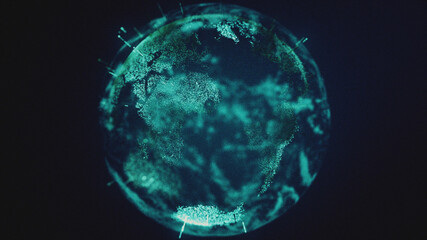 Fototapeta na wymiar 3d rendered illustration of Cyber Earth Globe Hologram. High quality 3d illustration