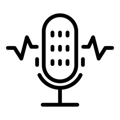 Recording microphone icon. Outline recording microphone vector icon for web design isolated on white background