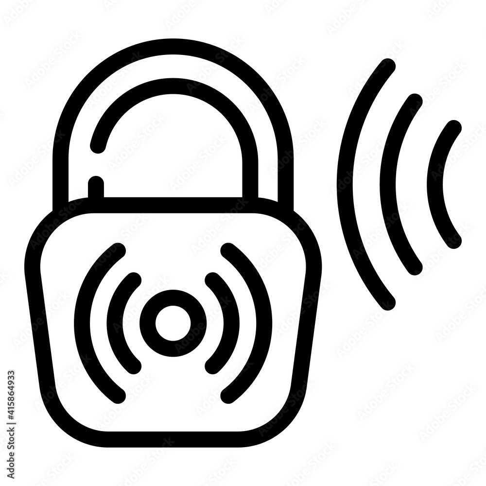 Poster lock voice recognition icon. outline lock voice recognition vector icon for web design isolated on w