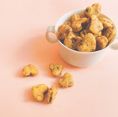 Heart shaped chocolate chip cookies