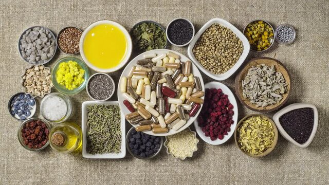 Appearing herbal, mineral organic dietary supplements in capsules, ingredients