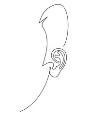 Man left ear, simple linear drawing, illustration
