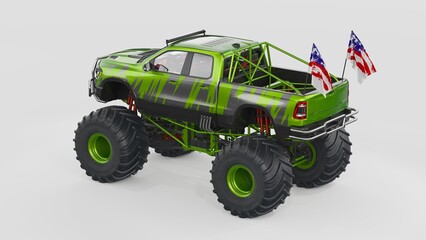 3D rendering of a brand-less generic monster truck