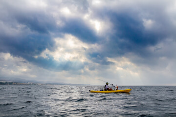 kayak fishing competition in the Mediterranean Sea - Marbella. Andalusia