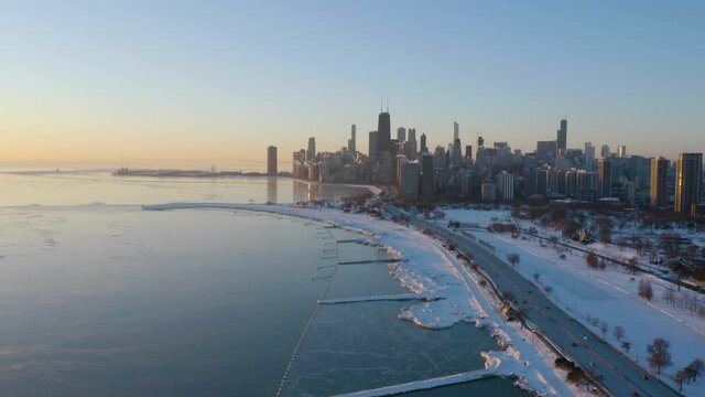 Chicago From Above in Winter.