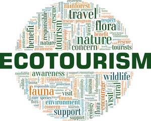 Ecotourism vector illustration word cloud isolated on a white background.