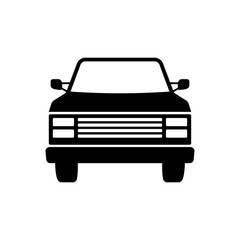 Car icon. Black silhouette. Front view. Vector flat graphic illustration. The isolated object on a white background. Isolate.
