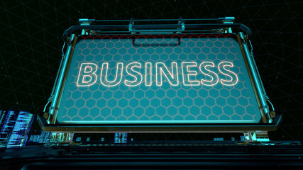 3d rendered illustration of Business Word on Digital Futuristic Circuit Board. High quality 3d illustration