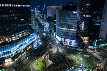 愛知県名古屋市 駅ビルからの名古屋駅前 夜景 桜通口