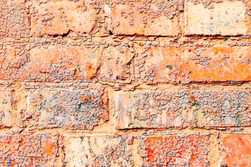 Texture of a brick wall with cracks and scratches which can be used as a background