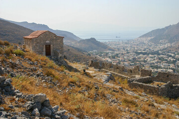 Kalymnos Greece and the capital Pothia from the medieval castle