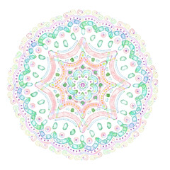 mandala multicolor with abstract flowers abstraction illustration.